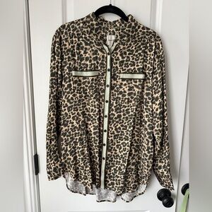 Maeve leopard Print Collared Shirt